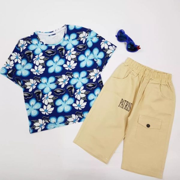 ست بلوز و شلوارک کتان گلبهار - Image 7