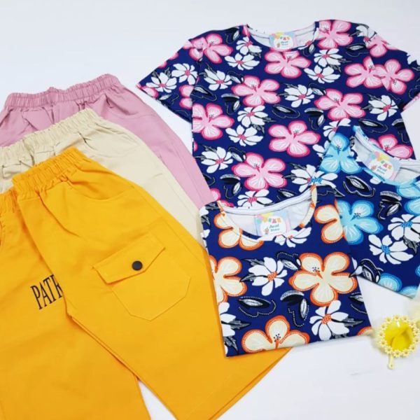 ست بلوز و شلوارک کتان گلبهار - Image 2