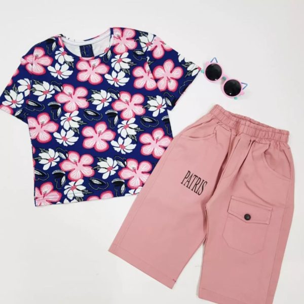 ست بلوز و شلوارک کتان گلبهار - Image 8