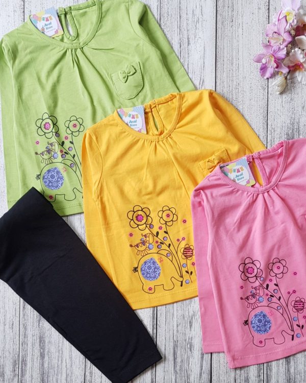 ست بلوز شلوار دخترانه فیل و گل - Image 7