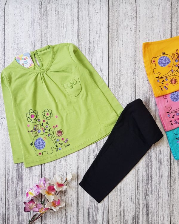 ست بلوز شلوار دخترانه فیل و گل - Image 5