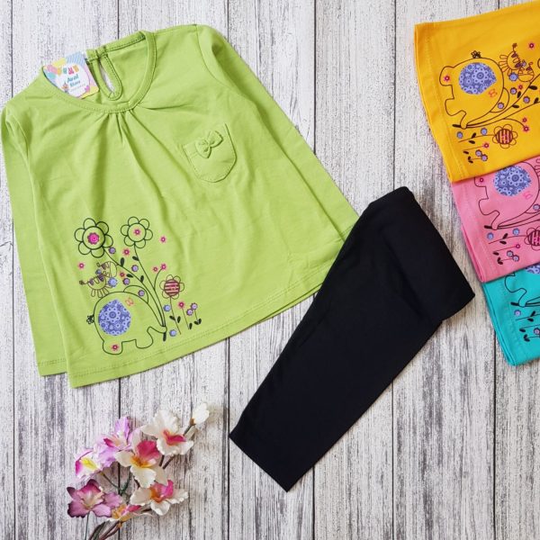 ست بلوز شلوار دخترانه فیل و گل - Image 3