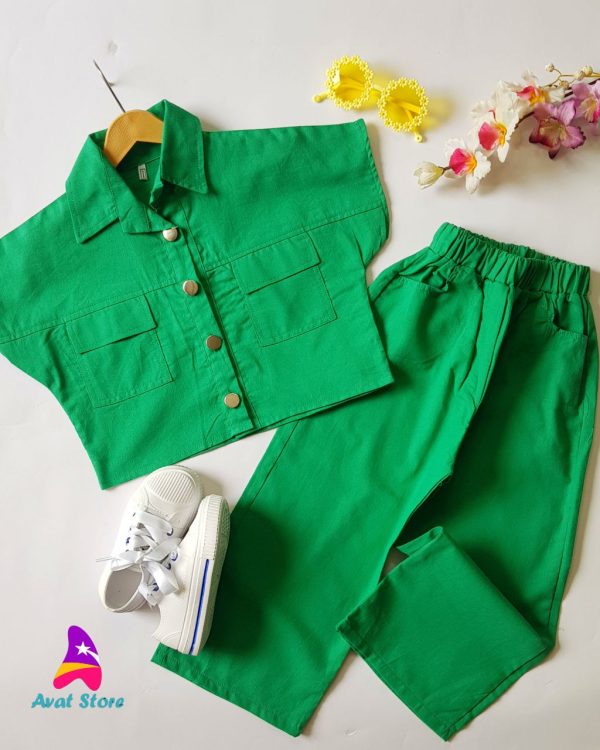 ست دخترانه لینن فیروزه - Image 4