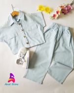 ست دخترانه لینن فیروزه - Image 10