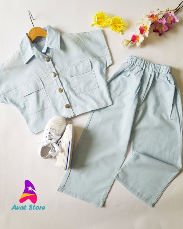 ست دخترانه لینن فیروزه - Image 10