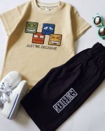 ست بیسکوییتی با شلوارک لی رنگی - Image 6