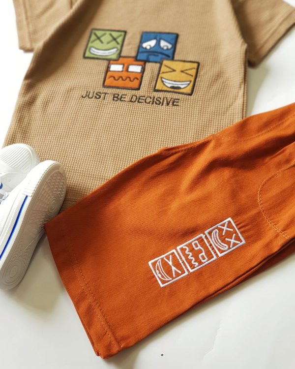 ست بیسکوییتی با شلوارک لی رنگی - Image 9