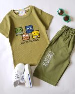 ست بیسکوییتی با شلوارک لی رنگی - Image 5