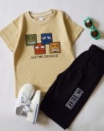 ست بیسکوییتی با شلوارک لی رنگی - Image 7