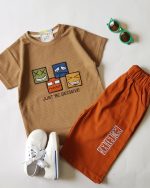 ست بیسکوییتی با شلوارک لی رنگی - Image 3