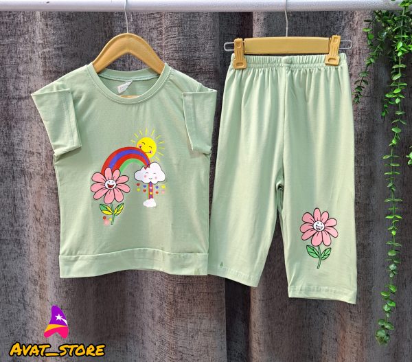 تیشرت شلوارک دخترانه رنگین کمان - Image 5
