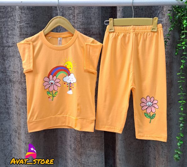 تیشرت شلوارک دخترانه رنگین کمان - Image 4