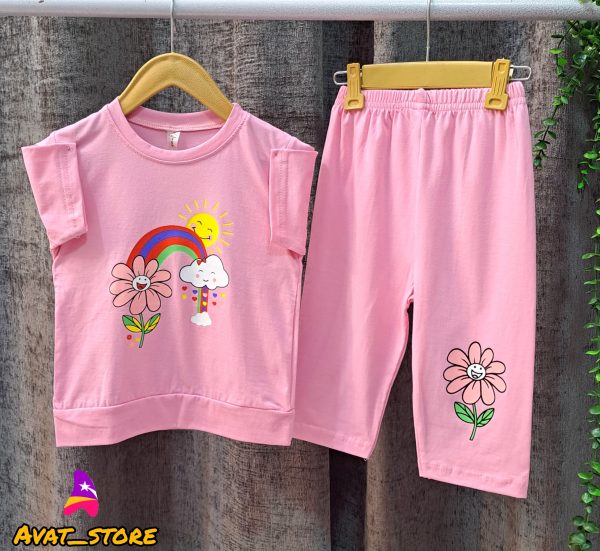 تیشرت شلوارک دخترانه رنگین کمان - Image 3