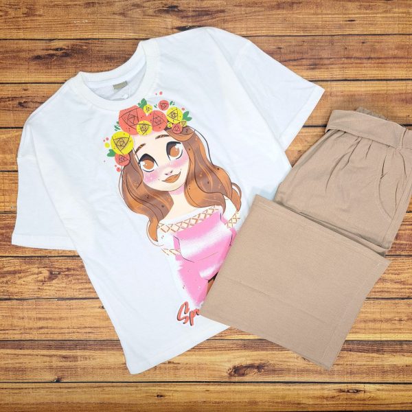 ست تیشرت و شلوار لینن دخترونه - Image 3