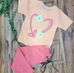 ست تی شرت شلوار دخترانه گل - Image 2