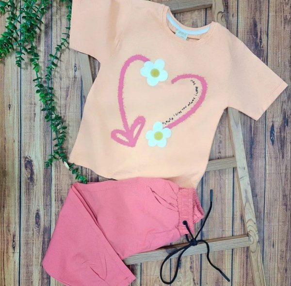 ست تی شرت شلوار دخترانه گل - Image 2