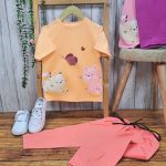 ست دخترانه تی شرت شلوار کتان گربه - Image 7