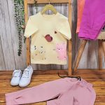 ست دخترانه تی شرت شلوار کتان گربه - Image 9