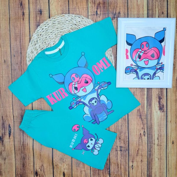 تیشرت شلوارک دخترانه کارتونی کرومی - Image 3