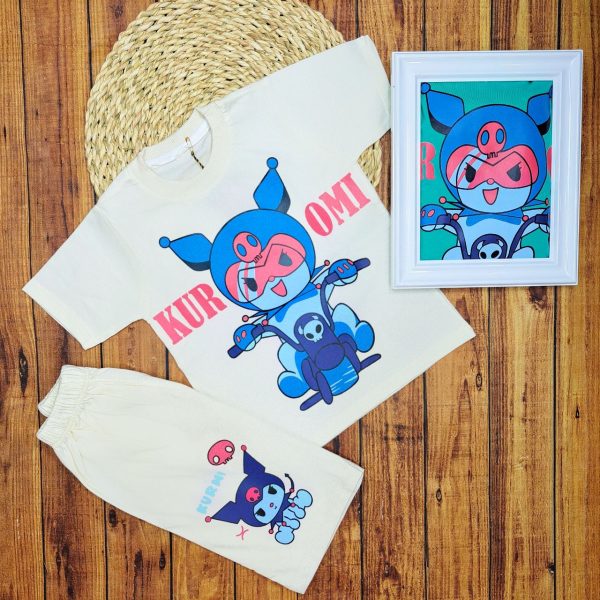 تیشرت شلوارک دخترانه کارتونی کرومی - Image 2