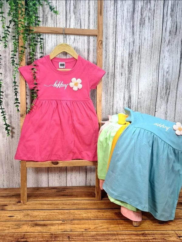 پیراهن تابستانی دخترانه گل برجسته - Image 2