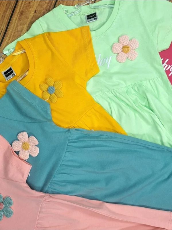 پیراهن تابستانی دخترانه گل برجسته - Image 7