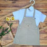 سارافون دخترانه دو تیکه کتان - Image 3