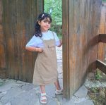 سارافون دخترانه دو تیکه کتان - Image 5