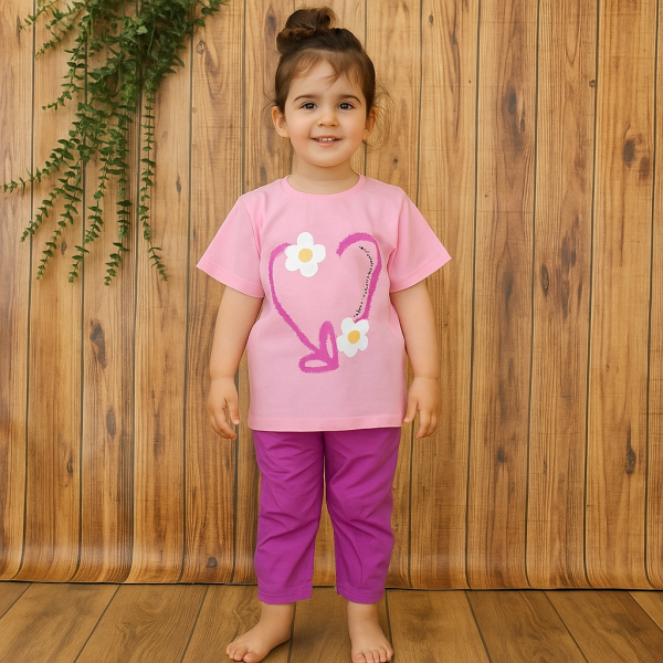 ست تی شرت شلوار دخترانه گل - Image 7