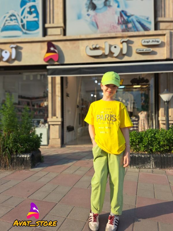 ست تی‌شرت شلوار کتان دخترانه پاریس - Image 4