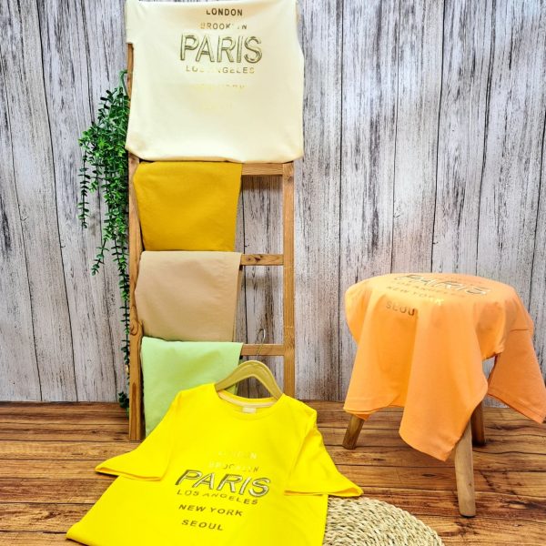 ست تی‌شرت شلوار کتان دخترانه پاریس - Image 5