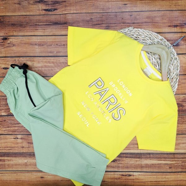 ست تی‌شرت شلوار کتان دخترانه پاریس - Image 8