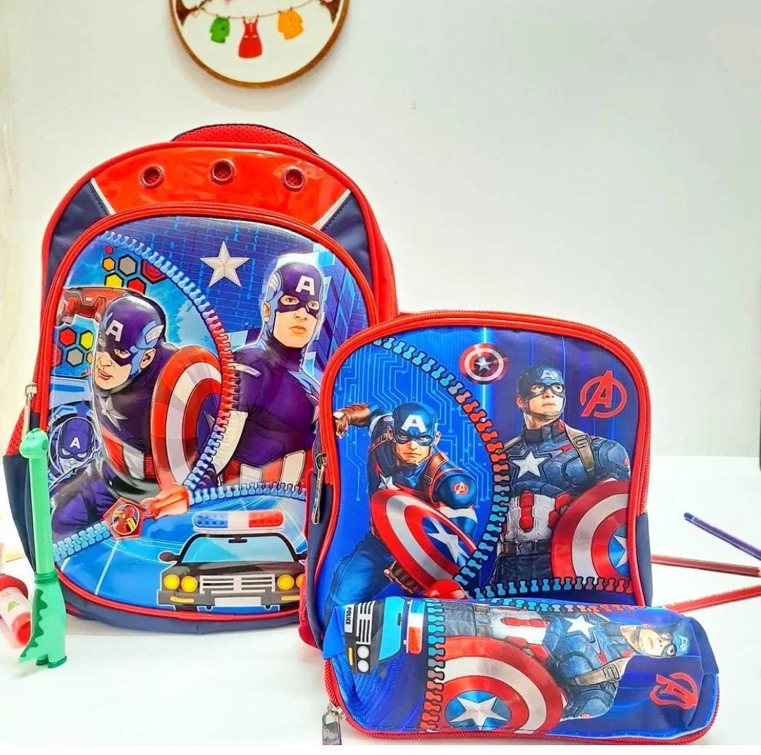 IMG_20250911_154813_561 کوله پشتی سه تیکه پسرانه طرح کاپیتان آمریکا - Image 1